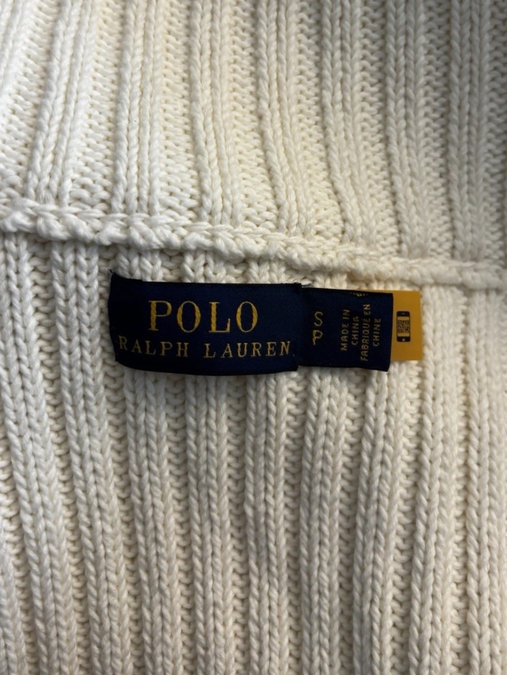 POLO Ralph Lauren Shawl Collar Cotton Cardigan Cream Size Small S Sweater Belted - Picture 7 of 7